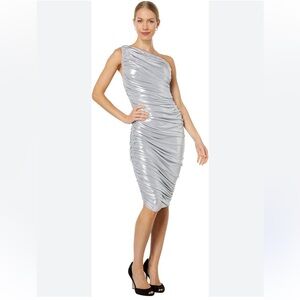 Elegant Silver Ruched Dress